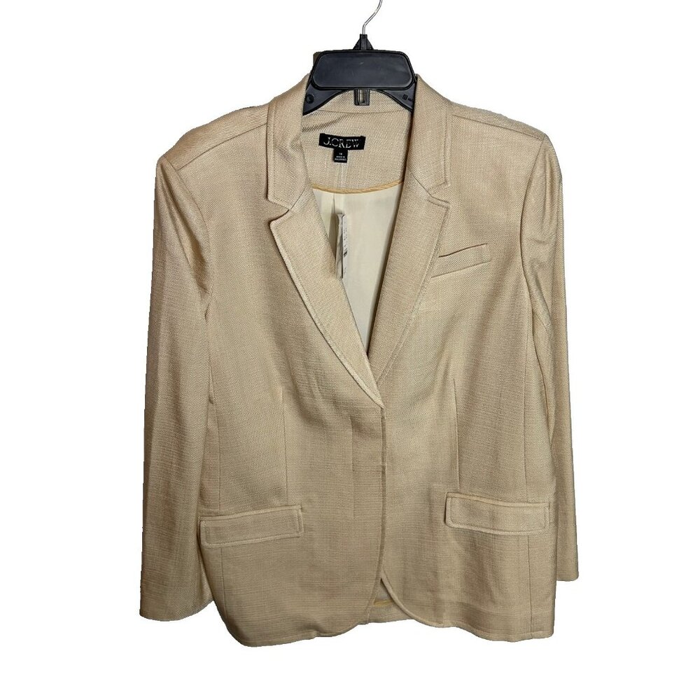 J.Crew $278 Blazer Glossy Twill Size 14 Warm Platinum BZ869 - Picture 2 of 7
